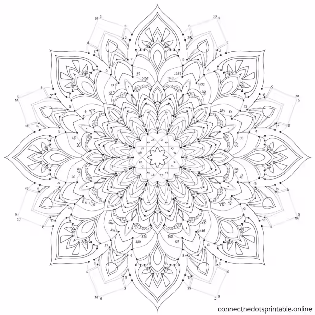 Adult connect the dots printables - complex mandala designs for relaxation