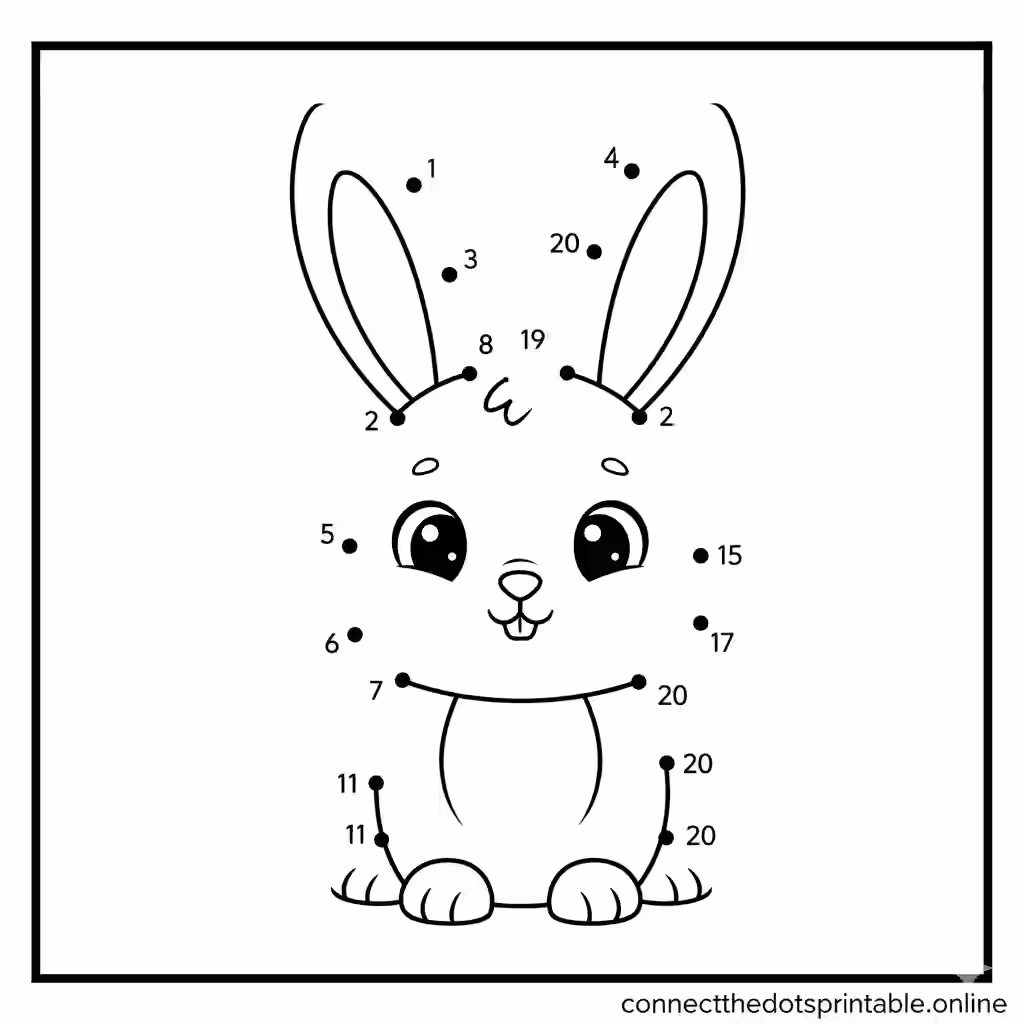 Easy animal connect the dots printable - cute bunny design for kids