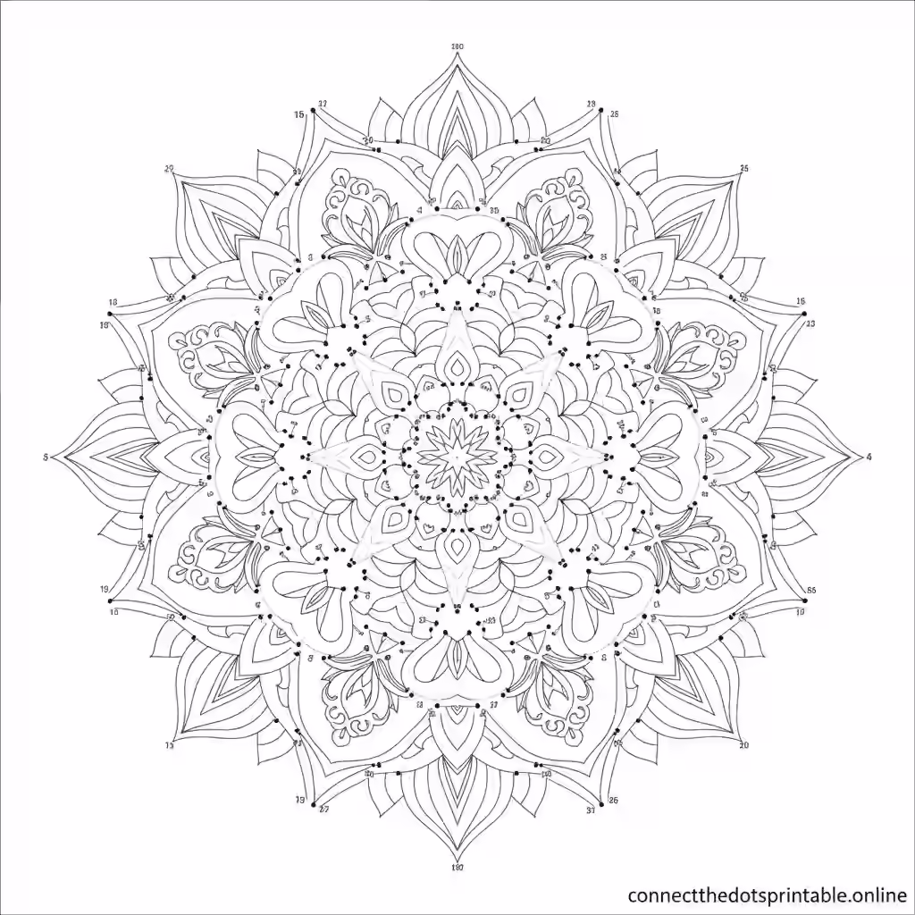 Advanced mandala connect the dots - complex design for adults