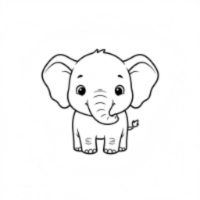 Example: Adorable baby elephant outline