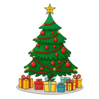 Example: Christmas tree with gifts outline