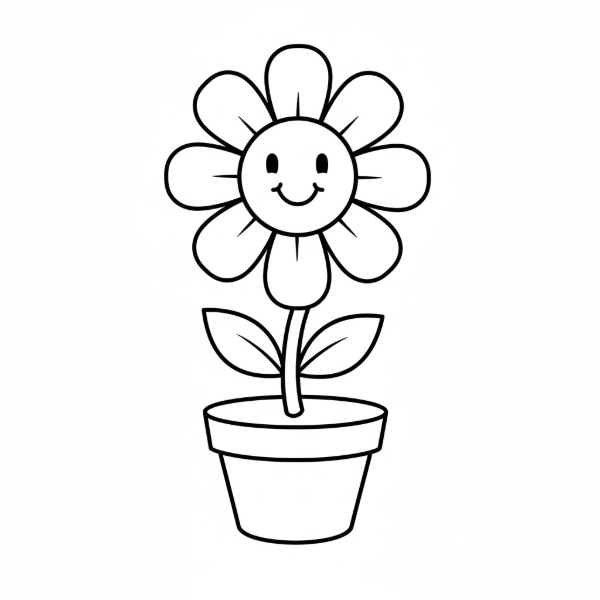 Solution for Flower in a Pot connect the dots puzzle (Dots: 1-18).