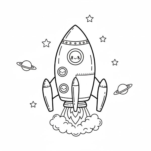 Solution for Space Rocket Ship connect the dots puzzle (Dots: 1-60).